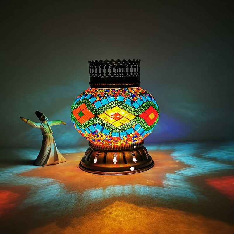 Handmade Mosaic Stained Glass Wireless Night Lamp