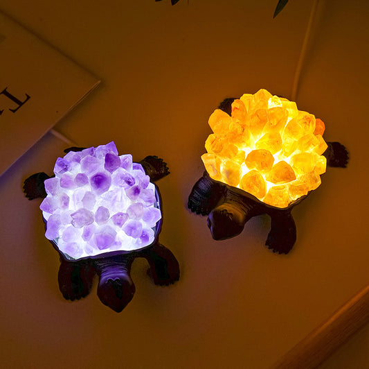 Handmade Natural Crystal Turtle Night Lamp