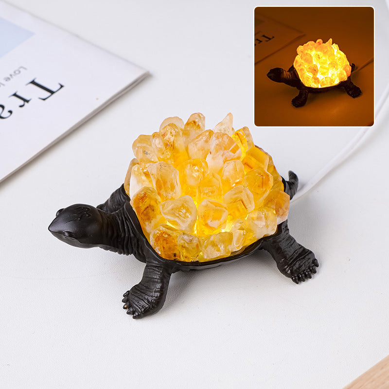 Handmade Natural Crystal Turtle Night Lamp