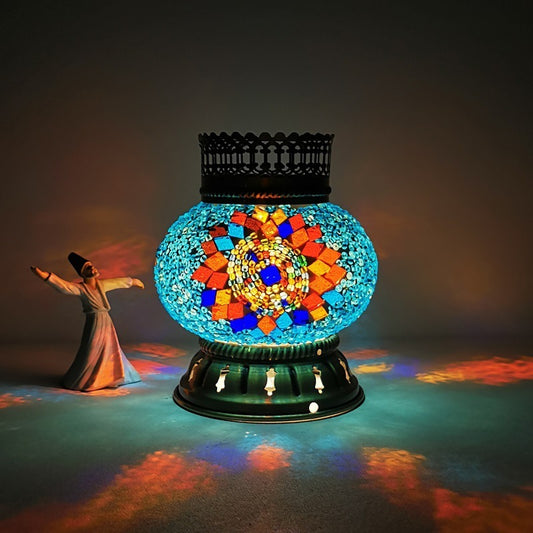 Handmade Mosaic Stained Glass Wireless Night Lamp